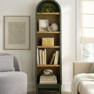 Better Homes & Gardens Juliet Narrow Arch Bookcase, Deep Green and Light Honey