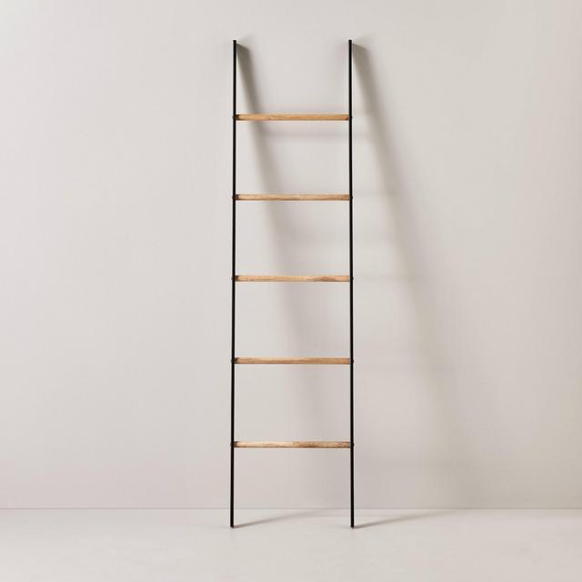 6' Wood & Steel Blanket Ladder Black/Natural - Hearth & Hand™ with Magnolia