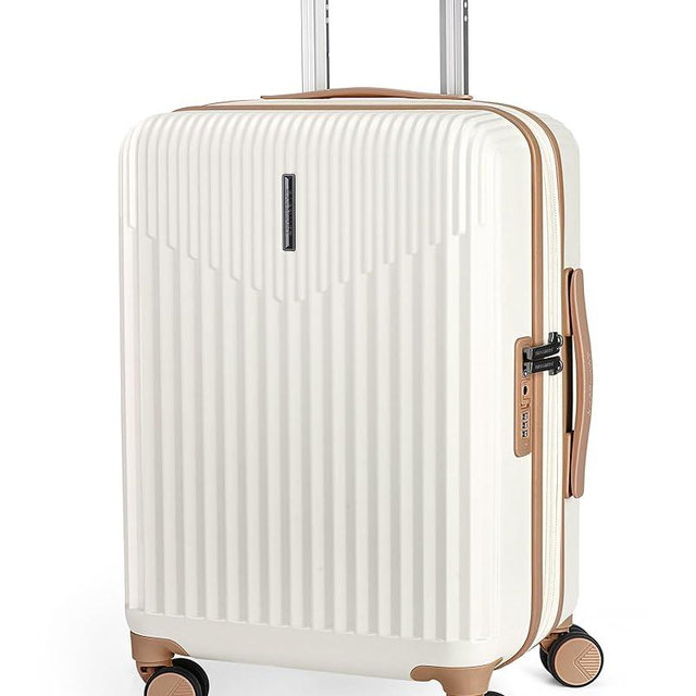 BAGSMART Carry On Luggage 22x14x9 Airline Approved with Spinner Wheels,100% PC Hardside Expandable Luggage with TSA Lock for Trips, 20 Inch Rolling Suitcases for Men Women,Beige