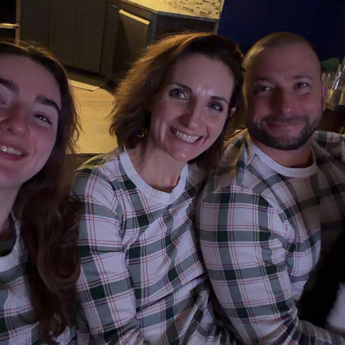 Matching Christmas PJs. December 2025.