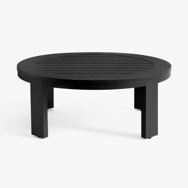 Malibu Metal Round Outdoor 43" Grand Coffee Table, Black