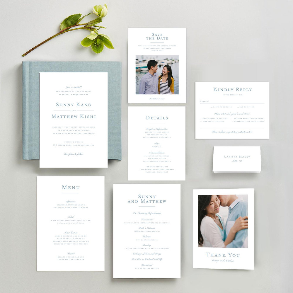 Lucca Portrait | Dusty Blue | Zola Wedding Invitations