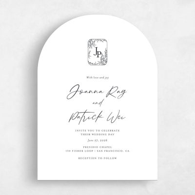 White Arch Wedding Invitation - Birchwood Classic