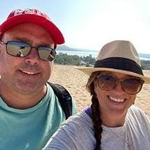 An incredible view after a hot climb through the sands of Sleeping Bear Dunes in Michigan.