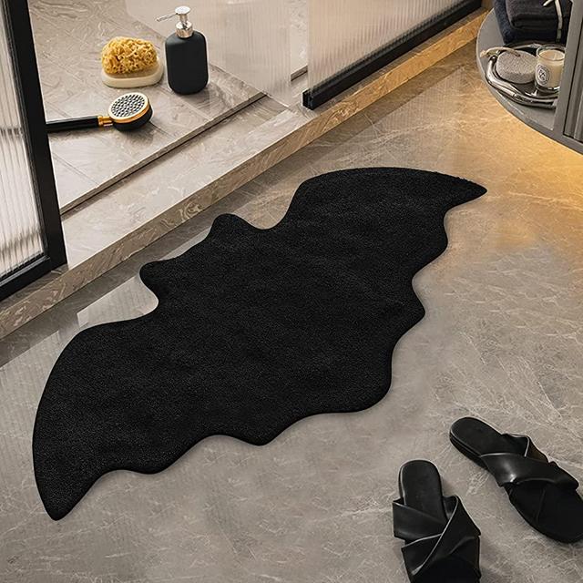 Halloween 35 x 20 '' Bat Bath Mat Gothic Home Bathroom Decoration Black Bats  Mat