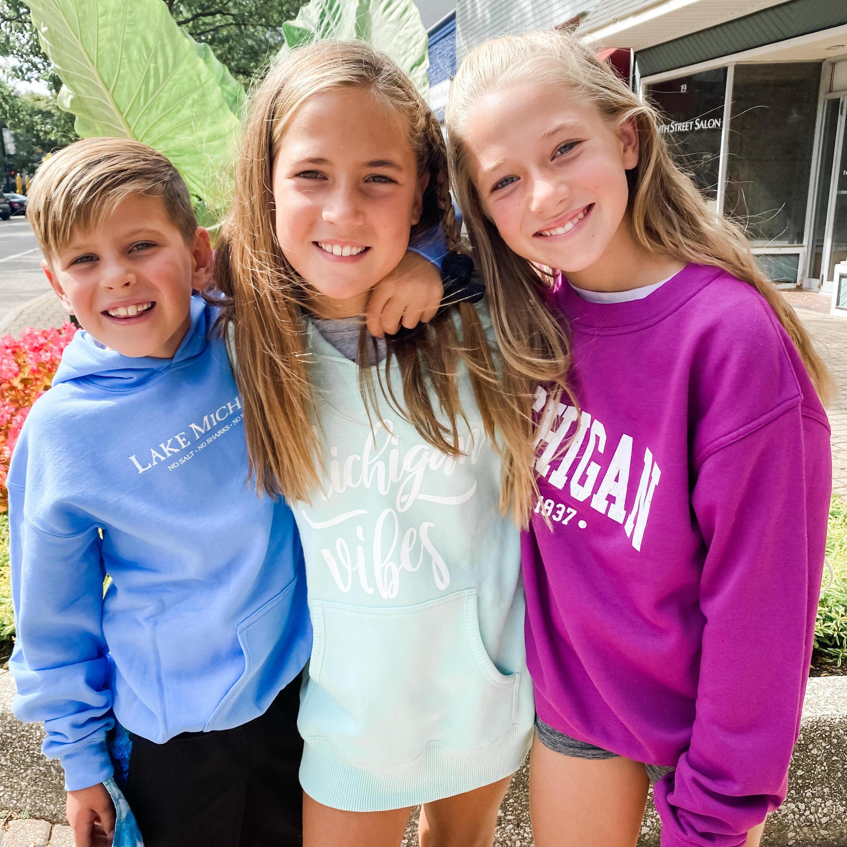 Rockin' their new Michigan sweatshirts!