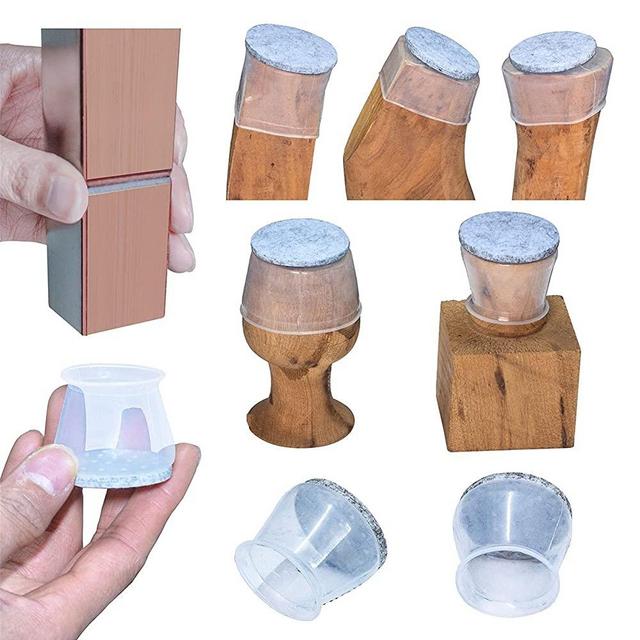 32 Pcs High Transparency Chair Leg Covers, Felt Bottom Soft Silicone Furniture Foot Protector Pads, Easy to Move Table, Stool Leg Protectors Caps to Prevent Floor Scratches and Reduce Noise.