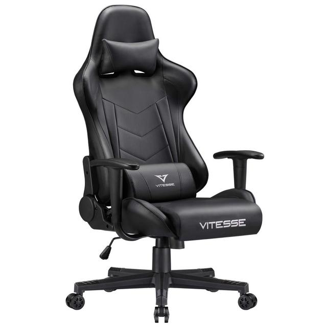 Computer Chair Carbon Fiber Leather Rocking High Back Racing Style Computer Office Chair Ergonomic Desk Chair Swivel Bucket Gaming Chair with Lumbar Support and Headrest(Black)