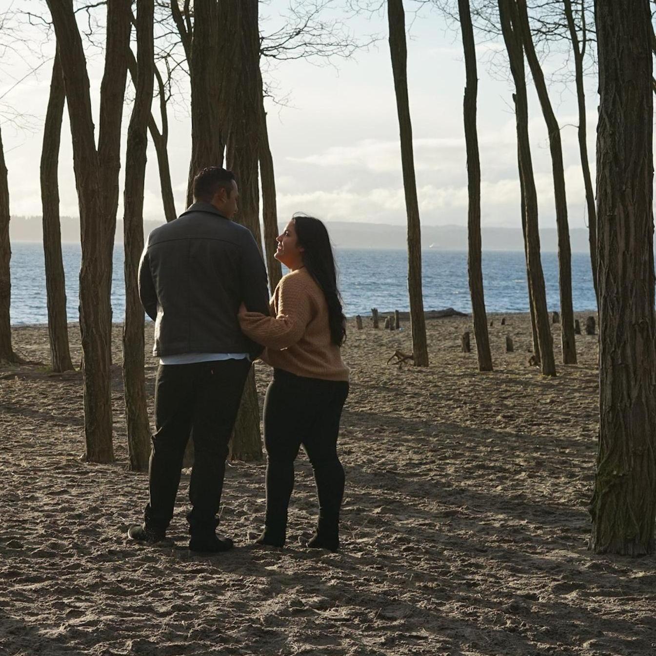 This is one of our engagement pictures. I was asking Josh if a lot of people had watched me fall out of the tree I attempted to climb earlier in the day.