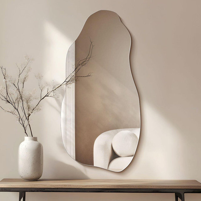 Wavy Frameless Mirror, Large Mirror, Aesthetic Bedroom Mirror Tall Mirror, Luxury Decorative Mirror, Handmade Mirror