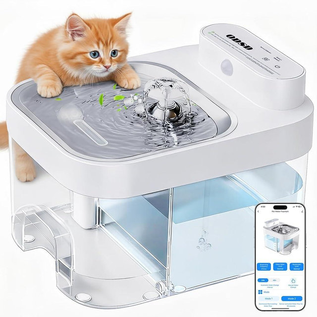 ODSD Cat Water Fountain, App Monitoring Wastewater Separation & No Filter Cotton, Pet Water Fountain with 101oz/3L Large Capacity Tank, Wireless Automatic Water Dispenser for Cats Indoor, 2.4G Wi-Fi