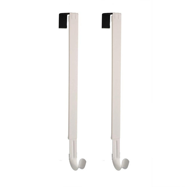 Haute Decor Adapt Adjustable Length Wreath Hanger - 2 Pack (White) - Two Identical Strong Over The Door Wreath Hangers - Holds up to 20 lbs
