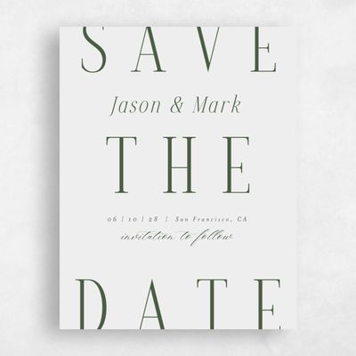 Bright Gray, Grey Wedding Save the Date - Melina Portrait