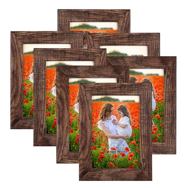 4x6 Picture Frame Set of 7, Rustic Frames Display 4 by 6 Inch Photo for Wall or Tabletop
