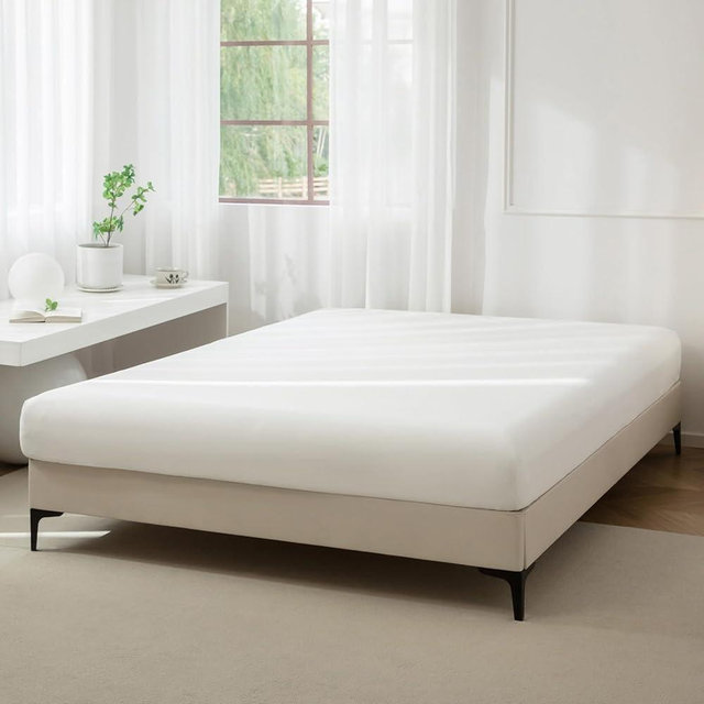 JIYUAN 100% Washed Cotton Fitted Sheet 1Piece, Deep Pocket Bottom Sheet Fits Mattress up to 17", Linen Like Comfy and Breathable for All Seasons, Queen Size, Off White