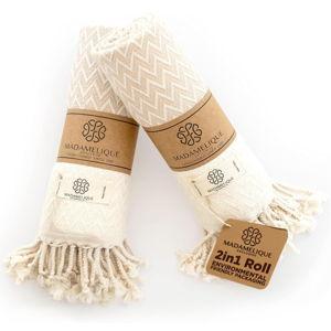Madamelique Exclusive Hand Towels Set of 2-18 x 40 Inches - Decorative Bathroom Peshtemal Towel for Hand, Face, Hair, Yoga, Tea, Dishcloth, Kitchen and Bath - 100% Pure Cotton (Beige)