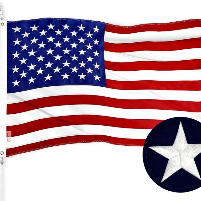 G128 American USA Flag | 2.5x4 Ft | ToughWeave Series Embroidered 210D Polyester | Country Flag, Embroidered Stars, Sewn Stripes, Indoor/Outdoor, Vibrant Colors, Brass Grommets