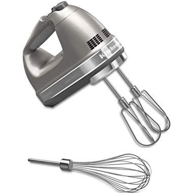 KitchenAid KHM7210ACS 7-Speed Digital Hand Mixer with Turbo Beater II Accessories and Pro Whisk - Architect Series Coco Silver