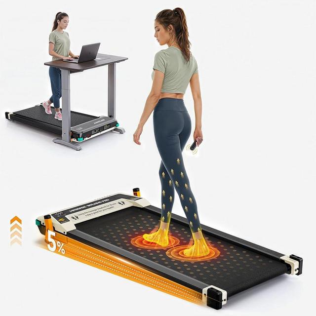 Walking Pad with Incline, Under Desk Treadmill with 2 Control Options, Ultra Slim Design and Double Shock Absorption, LED Display, Powerful and Quiet Treadmill for Walking/Jogging