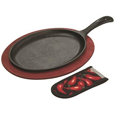 Lodge LFSR3 Cast Iron Fajita Set, Pre-Seasoned