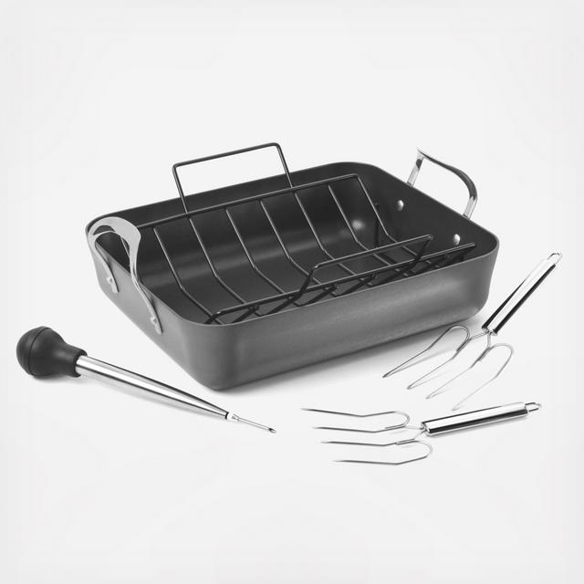 Contemporary Nonstick 4-Piece Roasting Set with Rack
