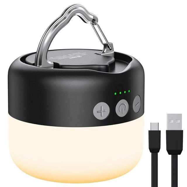 LED Camping Lantern Rechargeable 1000LM, Up to 300H Running Time Camping Tent Light, 6700mAh Emergency hanging Light for Hurricane, Power Outages, Home, Hiking, Water-Resistant, Black