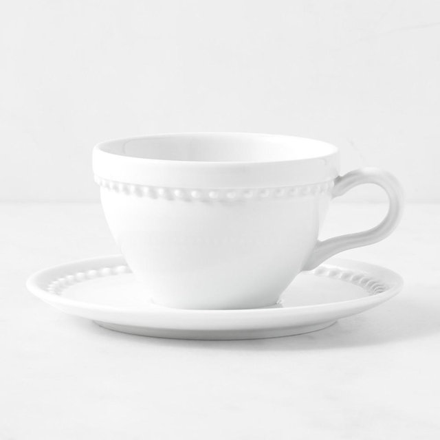 Pillivuyt Beaded Coupe Porcelain Cup & Saucer, Each