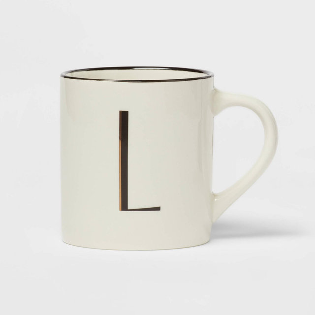 16oz Stoneware Monogram L Mug Ivory - Threshold™