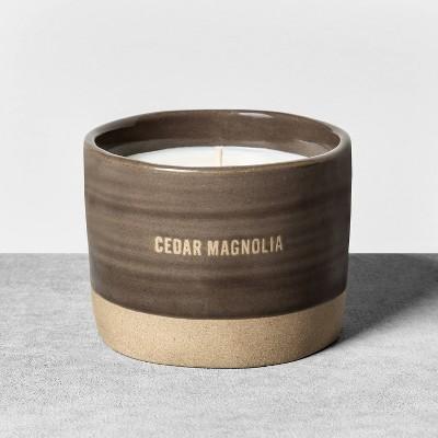 9.3oz Reactive Glaze Ceramic Container Candle Cedar Magnolia - Hearth & Hand™ with Magnolia
