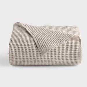 Organic Waffle Bed Blanket in Dove