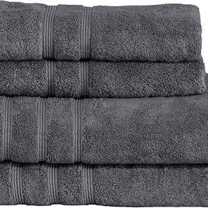 Mosobam Luxury Turkish 4pc Towel Set 30X58 16X30 Charcoal Gray (Dark Grey) 700 GSM Bamboo Viscose & Aegean Turkish Combed Cotton