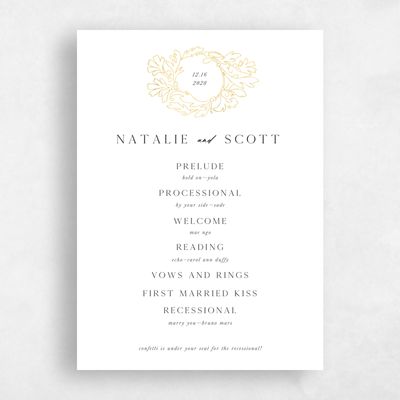 White Wedding Program - Briar Foil