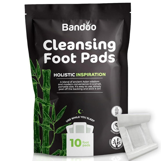 Bandoo Original Deep Cleansing Foot Pads, Premium Natural Bamboo Foot Rana Japanese Pads, Cleanse, Moisturize & Energize for Men & Women, 10
