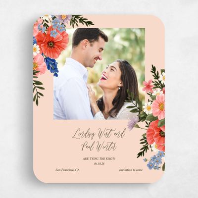 Pink Rounded Wedding Save the Date - Destin Portrait