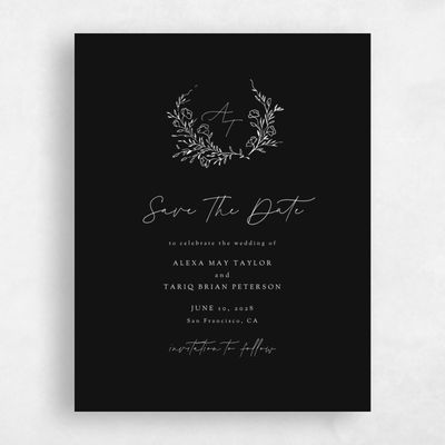 Black Wedding Save the Date - Marnina Portrait