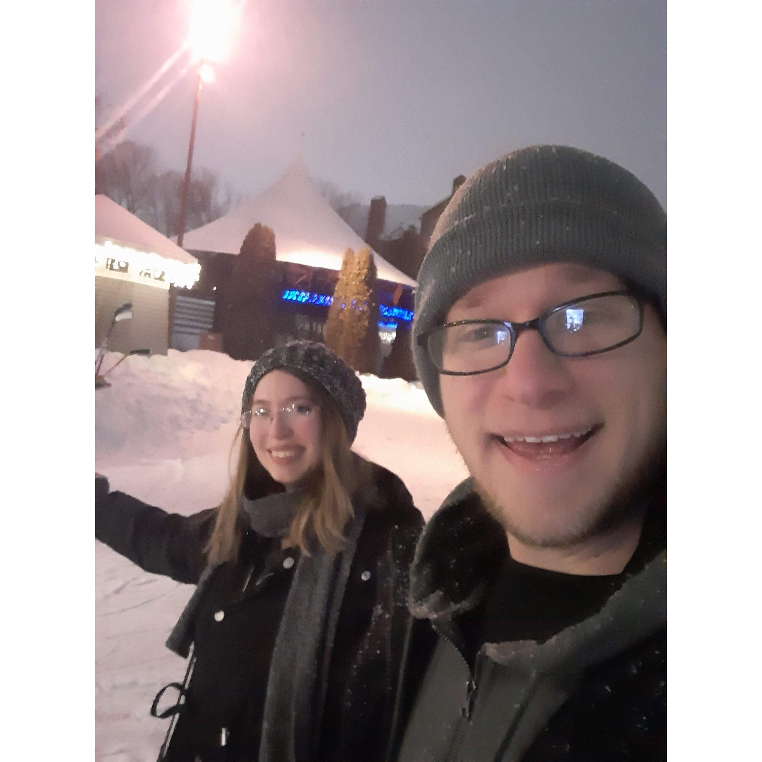 First time ice skating, it was a blast! There was a gentle snow, it felt so magical