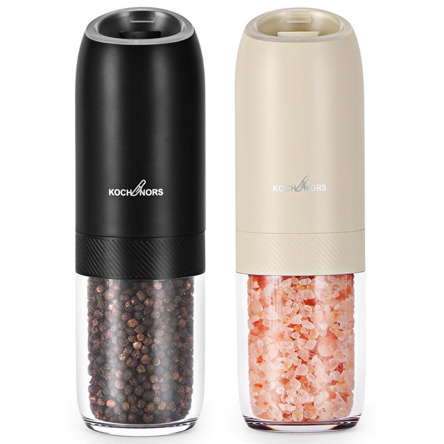 Electric Salt and Pepper Grinder Set, Kochnors Battery Powered Pepper Mill with 176ml Large Capacity, Automatic Gravity Salt and Pepper Shakers with Adjustable Coarseness for Kitchen, Restaurant