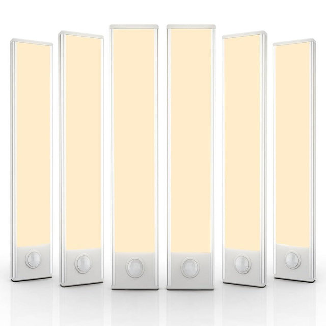 Under Cabinet Lights，6 Pack Motion Sensor Light Indoor，Wireless USB Rechargeable Magnetic Closet Lights，40 LED Under Counter Lights for Kitchen,Wardrobe,Hallway,Stairs，10 inch Warm White Light
