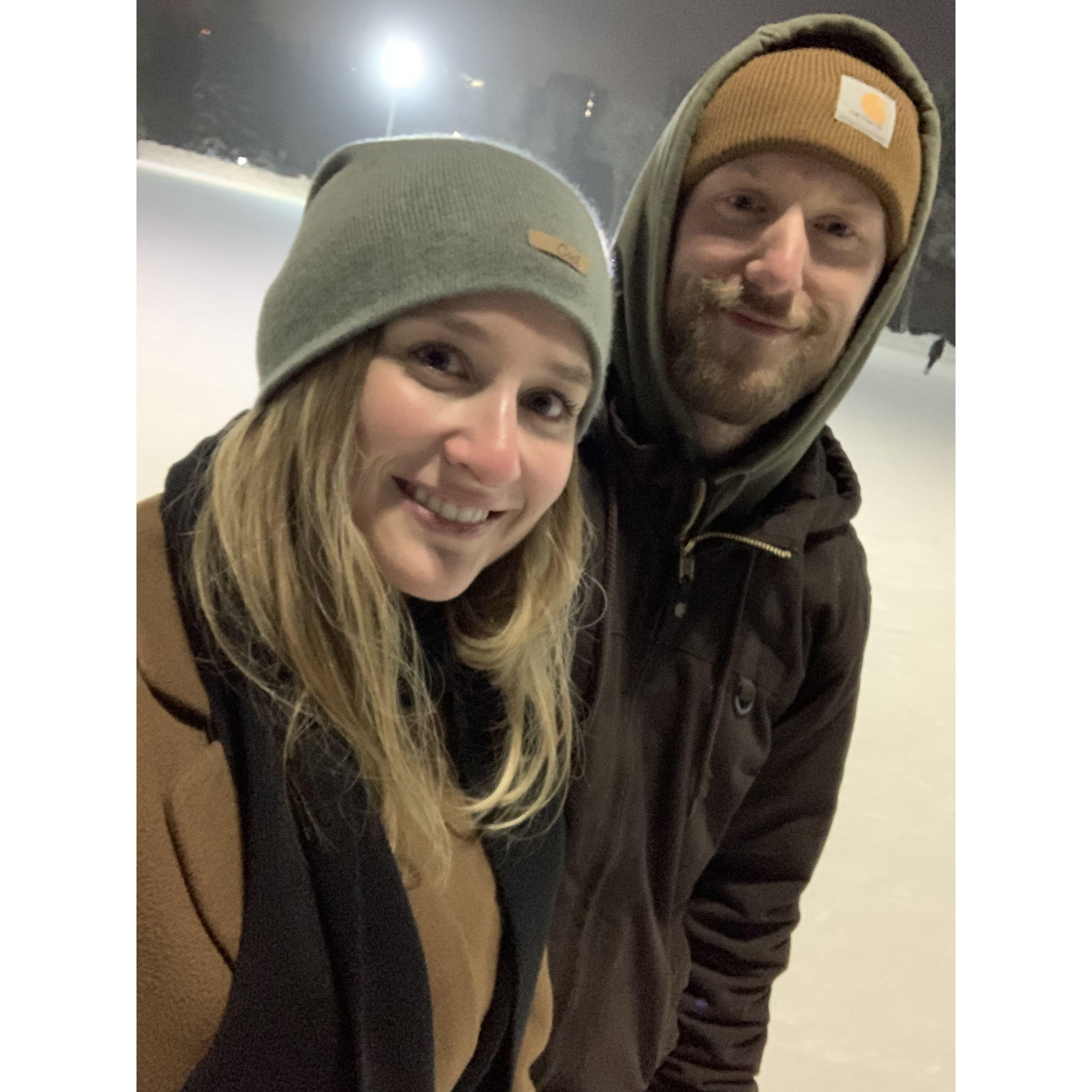 Dan teaching Aislinn how to skate