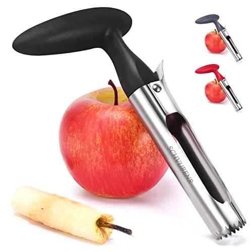 SCHVUBENR Premium Apple Corer Tool - Easy to Use and Clean - Sturdy Apple Core Remover with Sharp Serrature - Stainless Steel Corers for Apple and Pear - Core Fruits with Ease(Black)