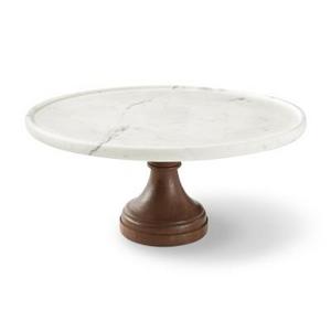 Marble & Dark Wood Stand, Large