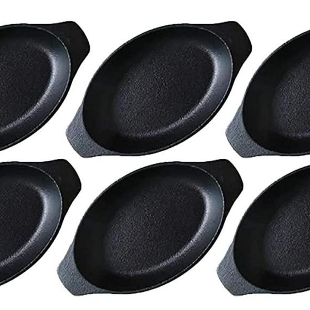 HAWOK Cast Iron Oval Mini Server 12oz Set of 6