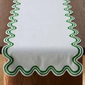 Madeline Embroidered Table Runner / Color: Sky