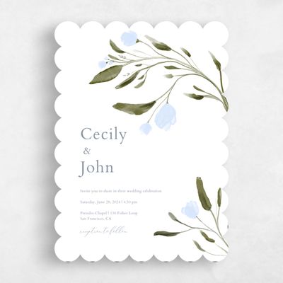 Blue Scalloped Wedding Invitation - Beale Classic