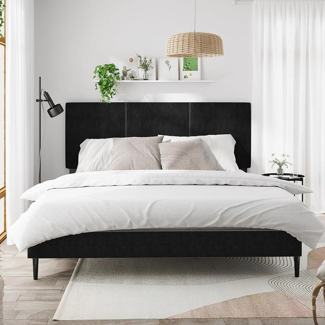 IOILORI King Bed Frame with Headboard, Vertical Channel Tufted Heavy Duty King Size Bed Frame, No Box Spring Needed, Easy Assembly,Platform Bed Frame with Headboard