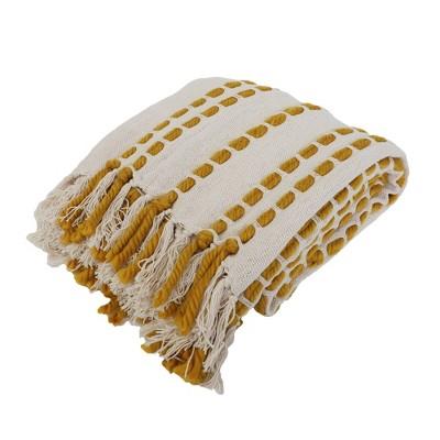50"x60" Wanda Woven Throw Blanket with Border Fringe Trim - Decor Therapy