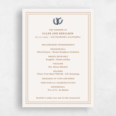 Light Oatmeal, Beige Wedding Program - Marana