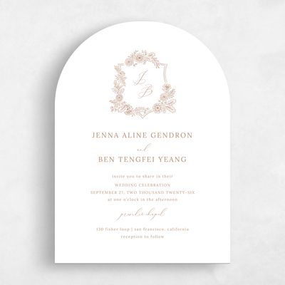 Brown Arch Wedding Invitation - Lilah Portrait
