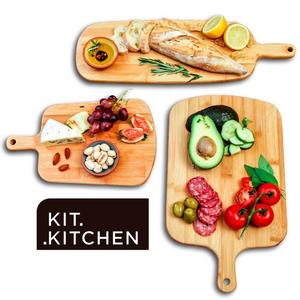 [2018 NEW RELEASE] KIT KITCHEN Exclusive Chef's Edition Cutting Boards - 100% Organic Set of 3 Pieces for Chopping & Serving - Antibacterial & Easy Washing for Home