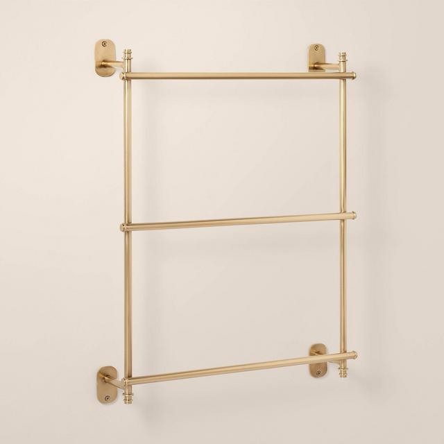 Wall-Mounted Metal Ladder Towel Rack Brass Finish - Hearth & Hand™ with Magnolia